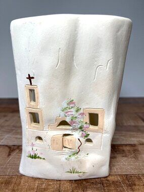 Vintage Adobe Style Giovanelli Pottery Vase Candle Holder Votive Luminary